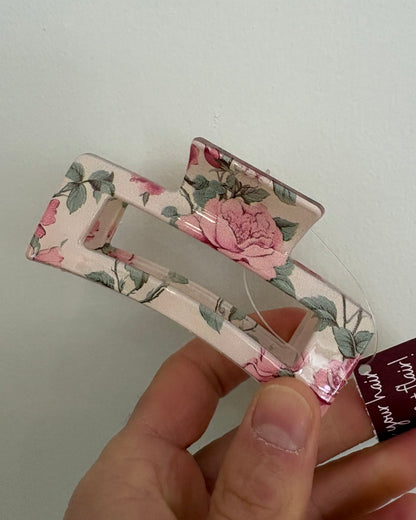 Floral Rectangle Claw Clip