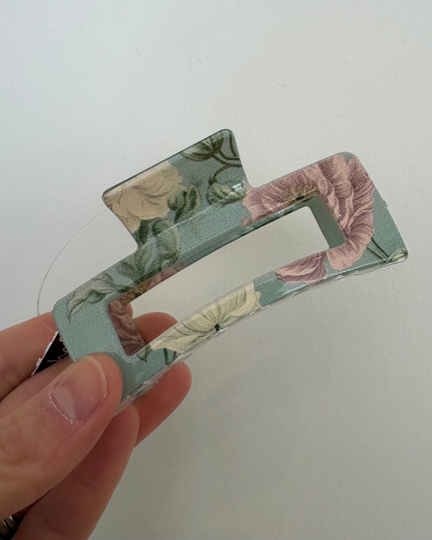 Floral Rectangle Claw Clip