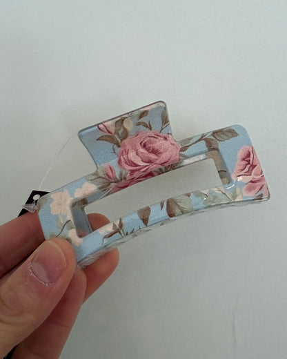 Floral Rectangle Claw Clip