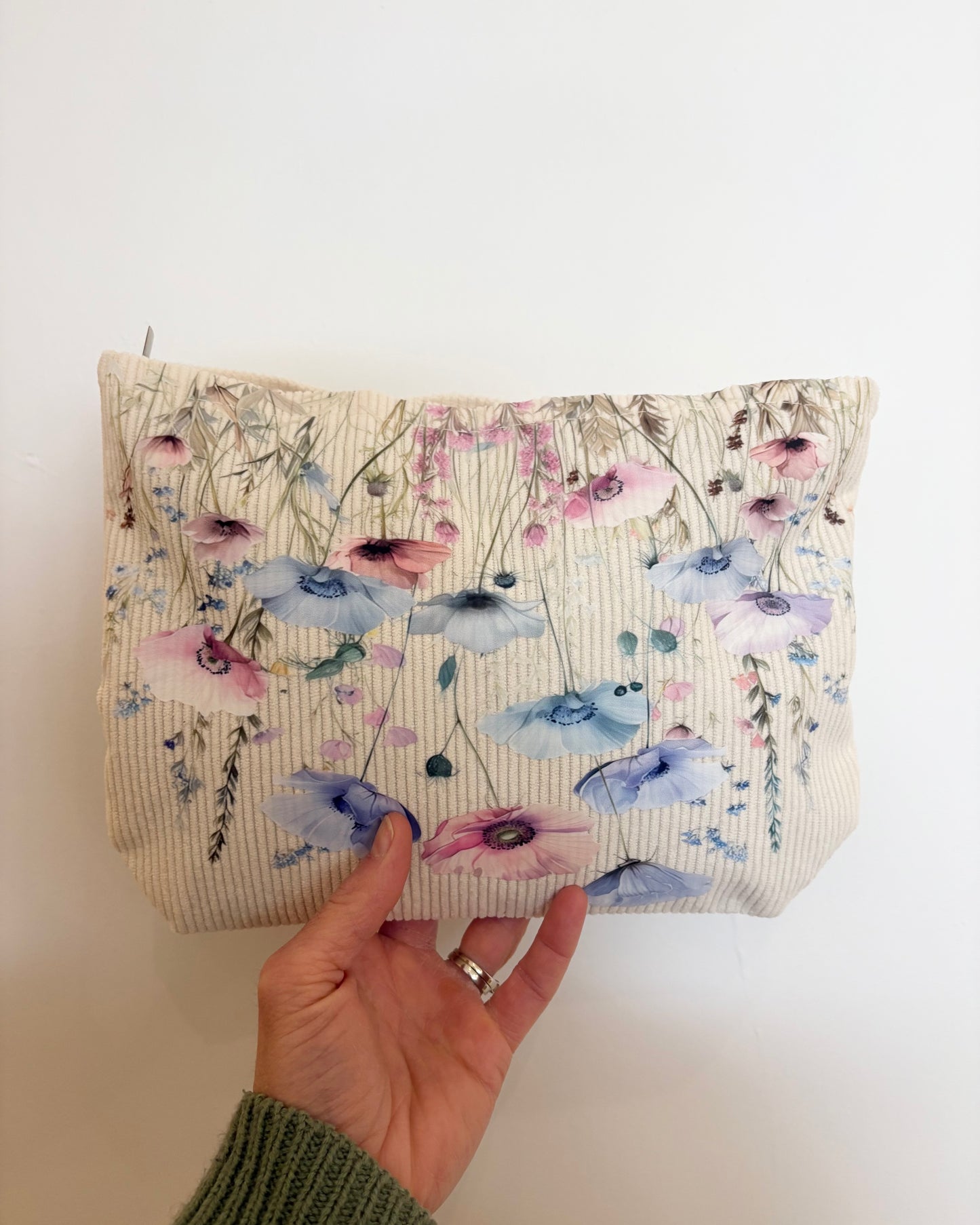 Flower Garden Corduroy Cosmetic Bag
