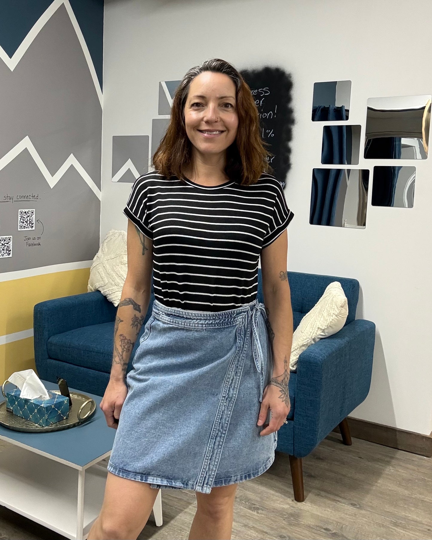 The Liza Short Denim Wrap Skirt