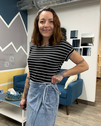The Liza Short Denim Wrap Skirt