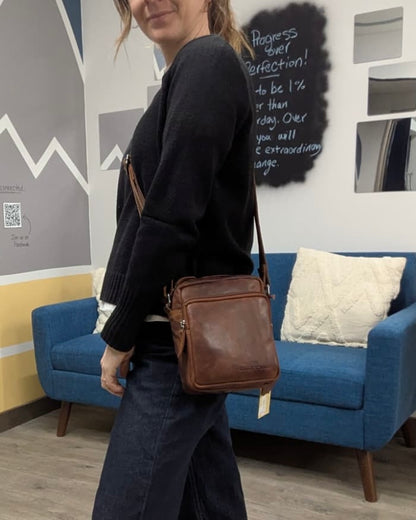 Hudson Unisex Leather Compact Crossbody Bag