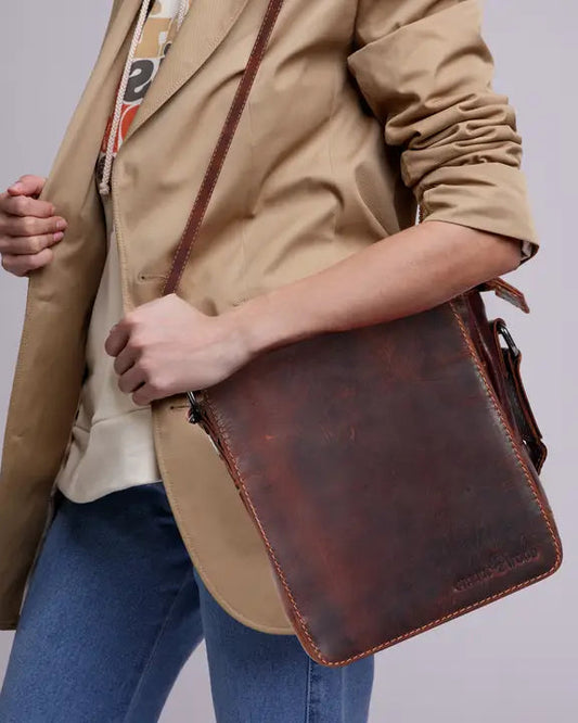 Luna Unisex Leather Small Shoulder Bag