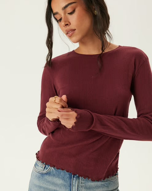 The Marie Lettuce Hem Ribbed Top - 3 COLORS