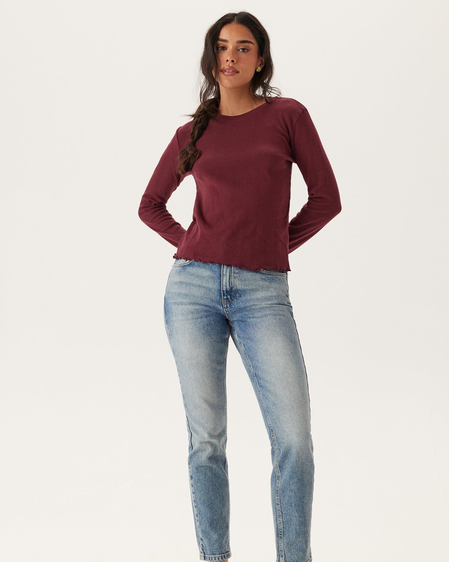 The Marie Lettuce Hem Ribbed Top - 3 COLORS