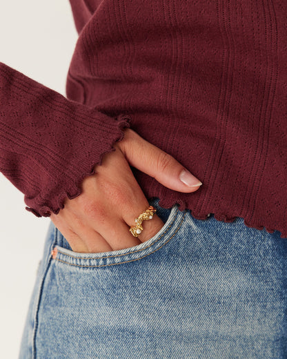 The Marie Lettuce Hem Ribbed Top - 3 COLORS