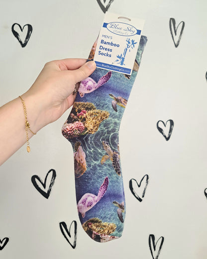 Sea Turtle Bamboo Dress Socks 🍁