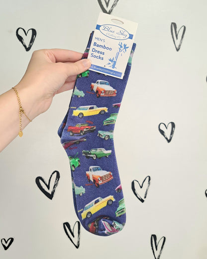 1950 Cars Men's Bamboo Dress Socks 🍁