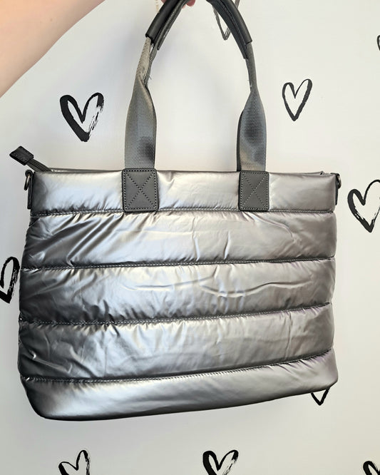 Puffer Striped Tote Bag 🍁