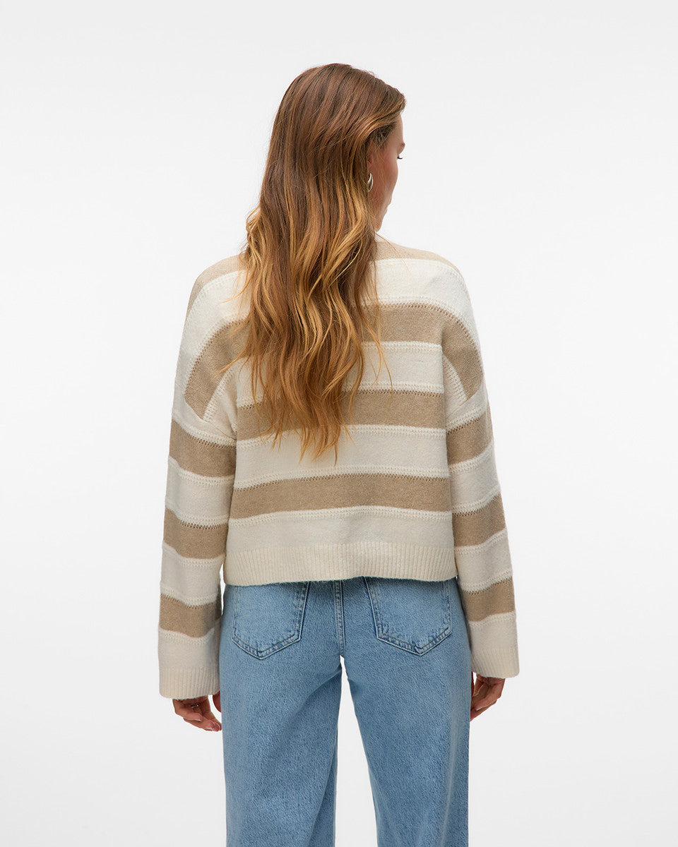 The Inez High Neck Stripe Knit Sweater