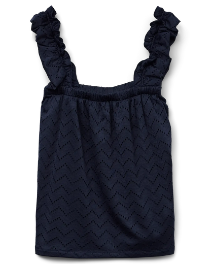 The Thas Eyelet Ruffle Singlet Top: 2 COLORS