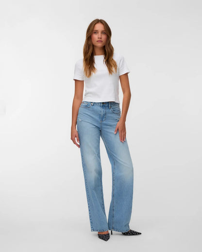 The Tessa High Rise Wide Leg Distressed Jeans