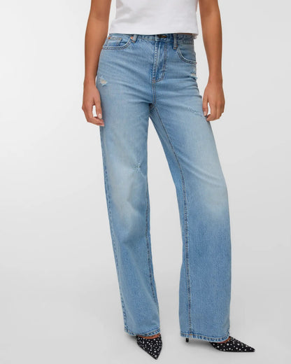 The Tessa High Rise Wide Leg Distressed Jeans