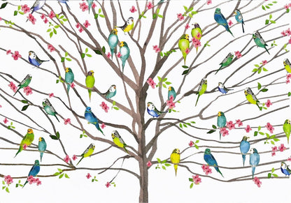 Tree of Budgies 14 Note Cards