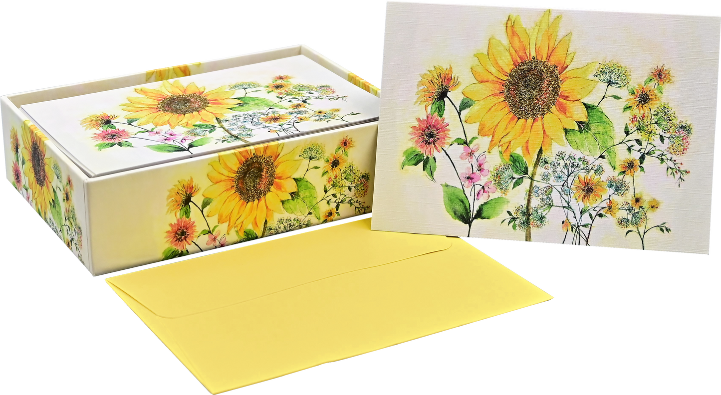 Watercolor Sunflower 14 Note Cards