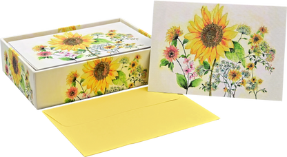 Watercolor Sunflower 14 Note Cards