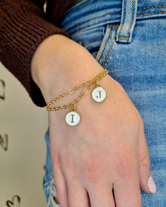 White Initial + Gold Bracelet