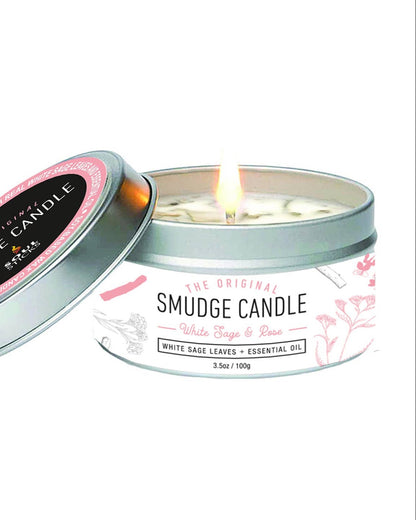 Rose + White Sage Smudge Tin Candle