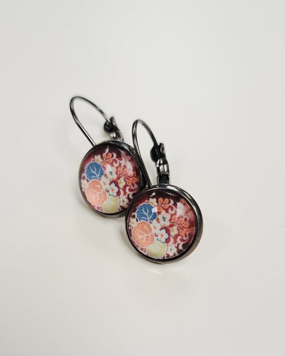 Blustery Perennials Cabochon Drop Earrings