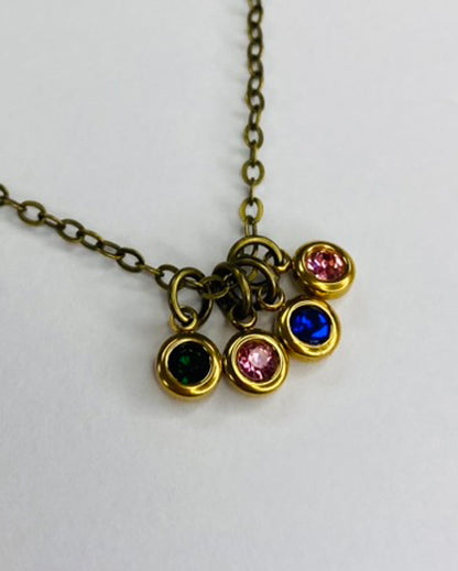 Family Brass Birthstone Necklace