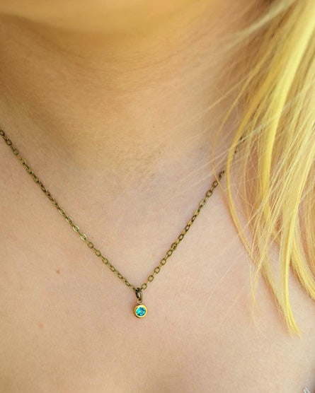 Brass Birthstone Necklace