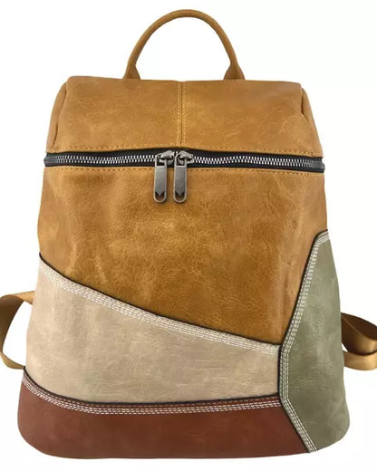 Vegan Leather Patchwork Backpack 🍁 3 COLORS
