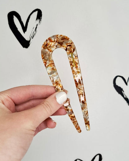 Marble Resin French Hair Pin