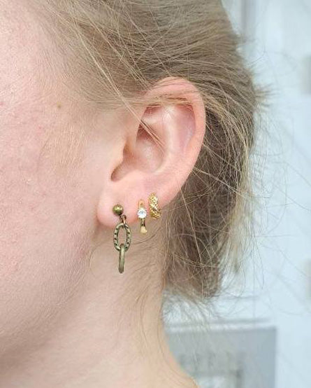 Chain Link Brass Stud Earrings
