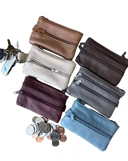 Leather 4-Zip Coin Pouch