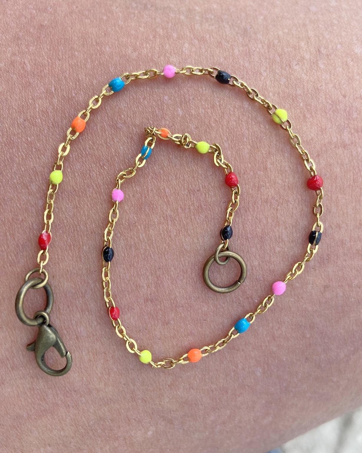 Colorful Beaded Gold Chain Anklet