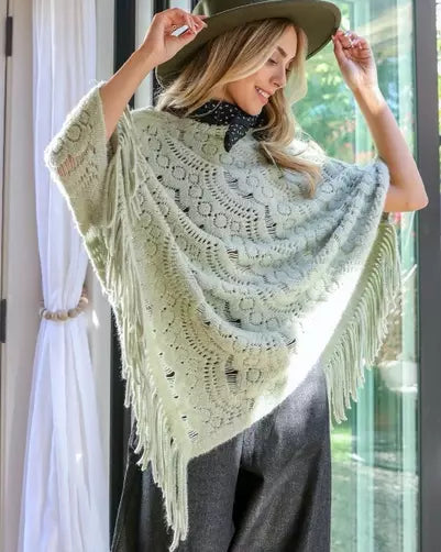 The Scallop Lace Poncho - 3 COLORS