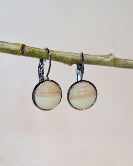 💥 The Cream Resin + Wood Cabochon Earrings