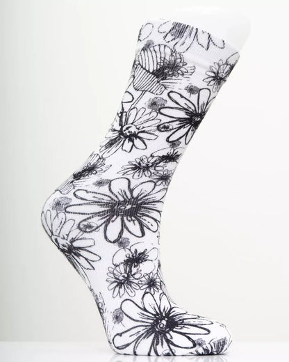 Flower Sketch Bamboo Dress Socks 🍁