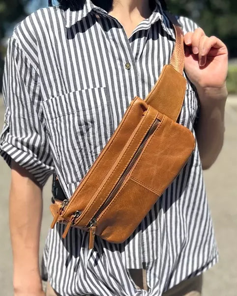 Leather 4-Zipper Waist Bag / Fanny Pack