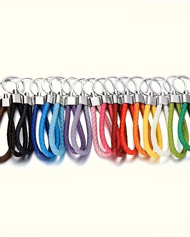 Faux Leather Braided Keychain