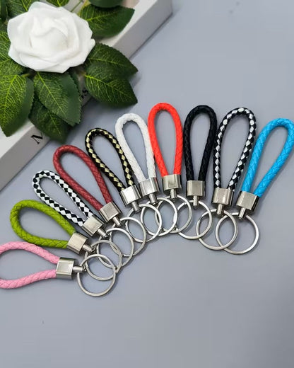Faux Leather Braided Keychain
