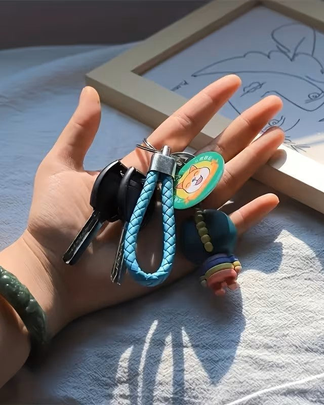 Faux Leather Braided Keychain
