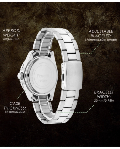 Men's Silver Sunray + Black Face Analog Watch