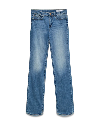 The Flash Mid Rise Medium Blue Straight Jean
