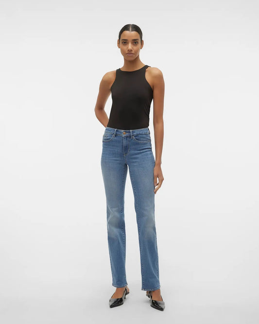 The Flash Mid Rise Medium Blue Straight Jean