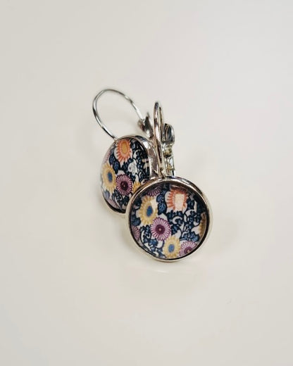 Fluttering Daisy Cabochon Drop Earrings