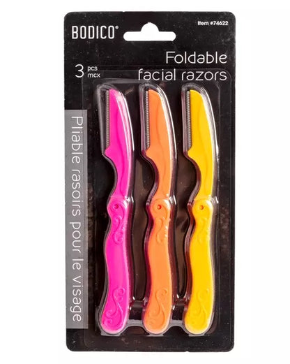 Foldable Facial Razors; 3 pack