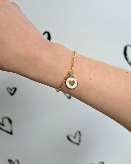 White Heart + Gold Bracelet