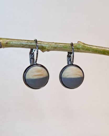 💥 The Gray Resin + Wood Cabochon Earrings