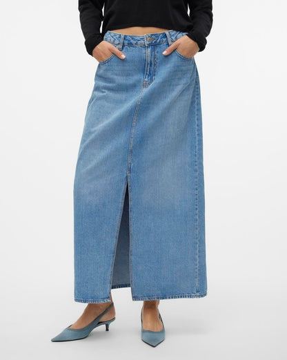 The Hart Slit Long Denim Skirt