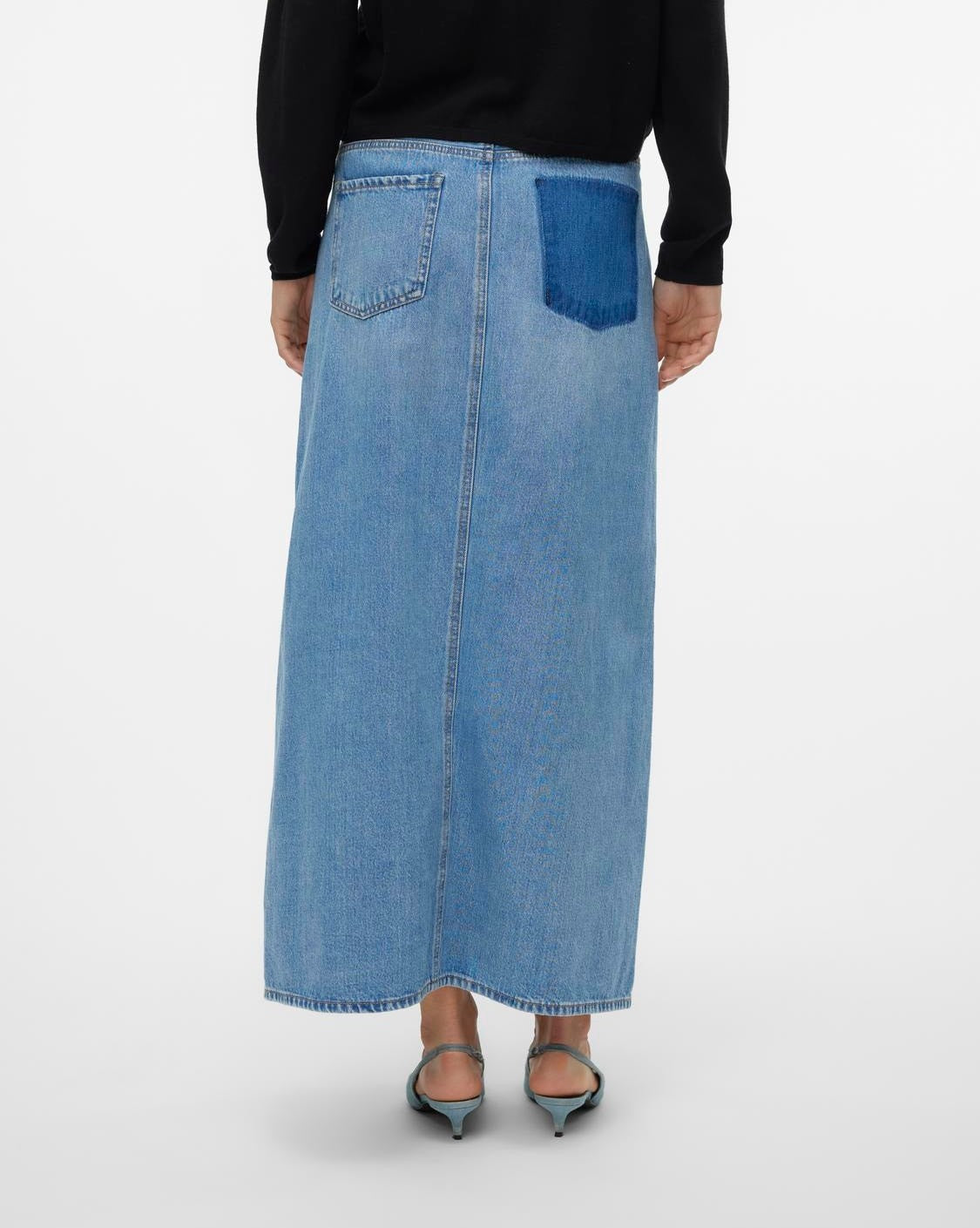 The Hart Slit Long Denim Skirt