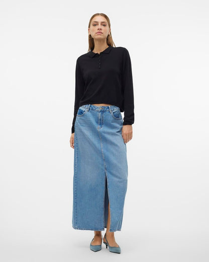 The Hart Slit Long Denim Skirt