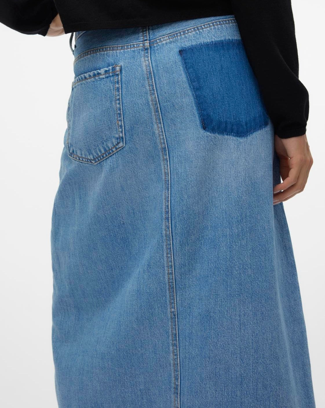 The Hart Slit Long Denim Skirt