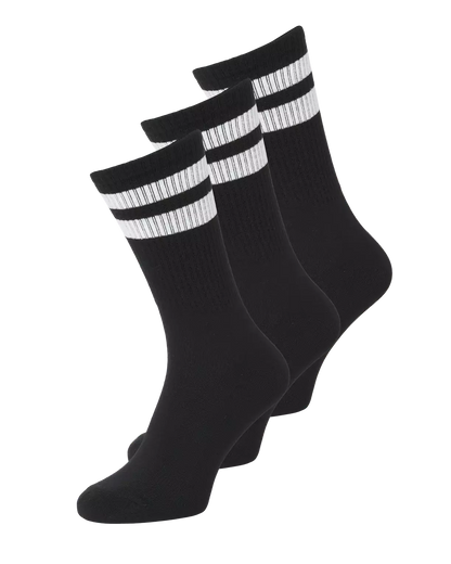 Black Striped 3-Pack Sport Socks